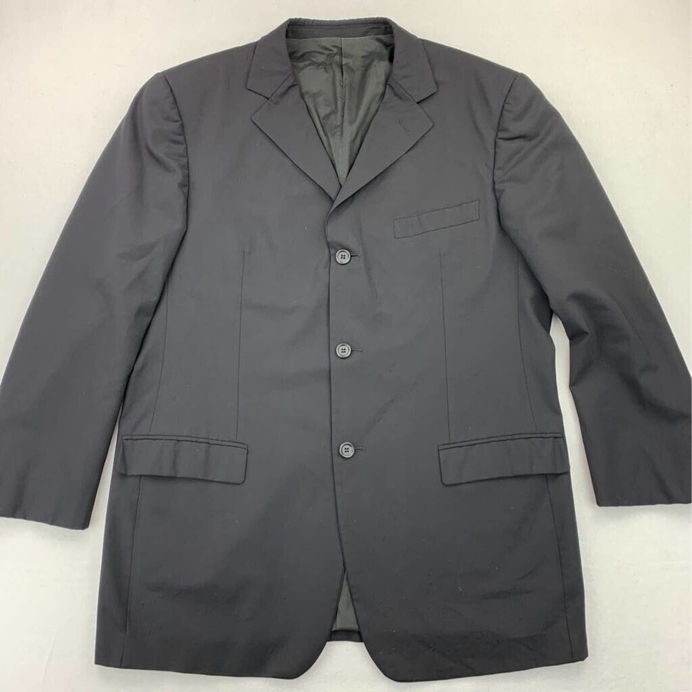 Ermenegildo Zegna Mens Soft Three Button Blazer Black Wool Lined Jacket 44 54 R